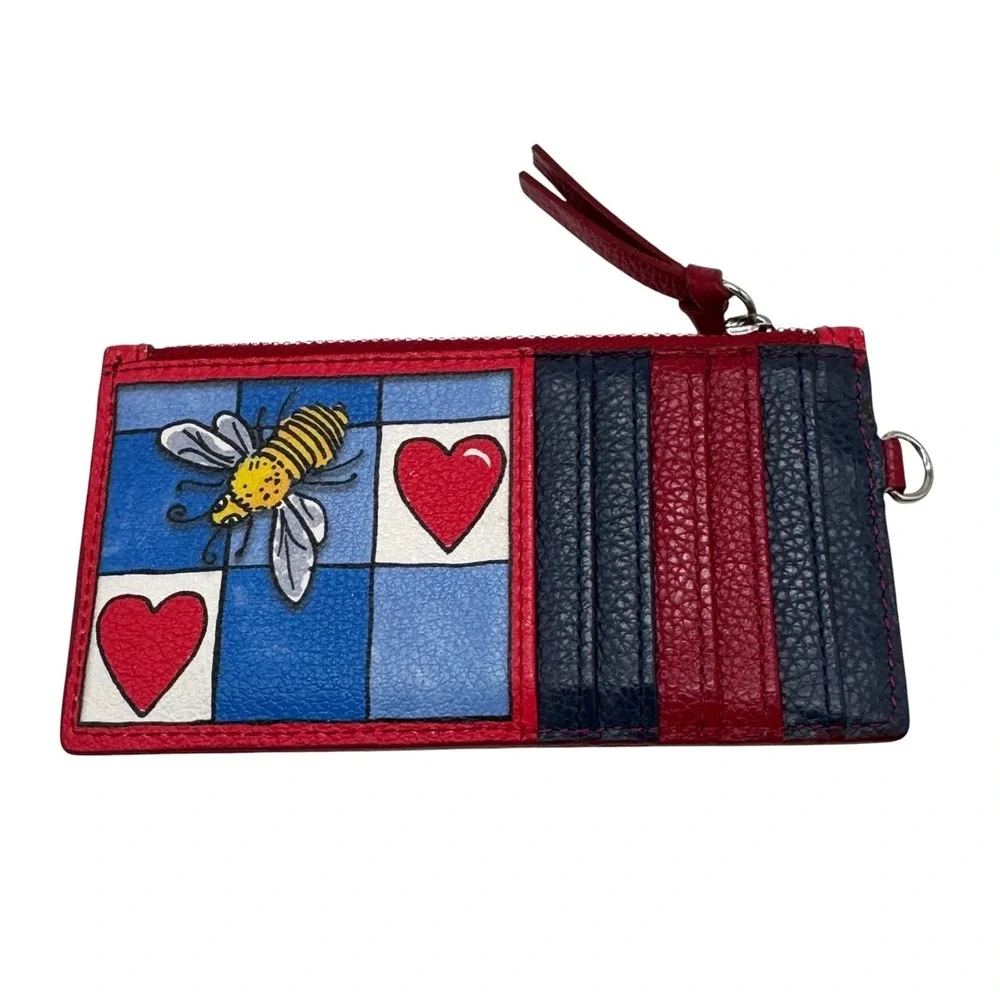 Brighton Bee Happy Mini Satchel Bag Card Organizer Dust Bag Red Blue Daisy Heart